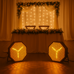 Location pack de 2 projecteurs LED Mac Mah Ambero à Lorient et Vannes – Ambre & RGB pour scènes et décors